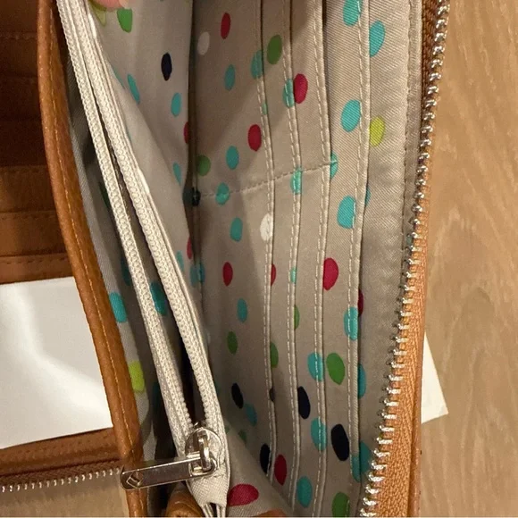 Thirty One All About The Benjamins Diamond Tan Straw Wallet Wristlet Jewell New - Picture 6 of 13